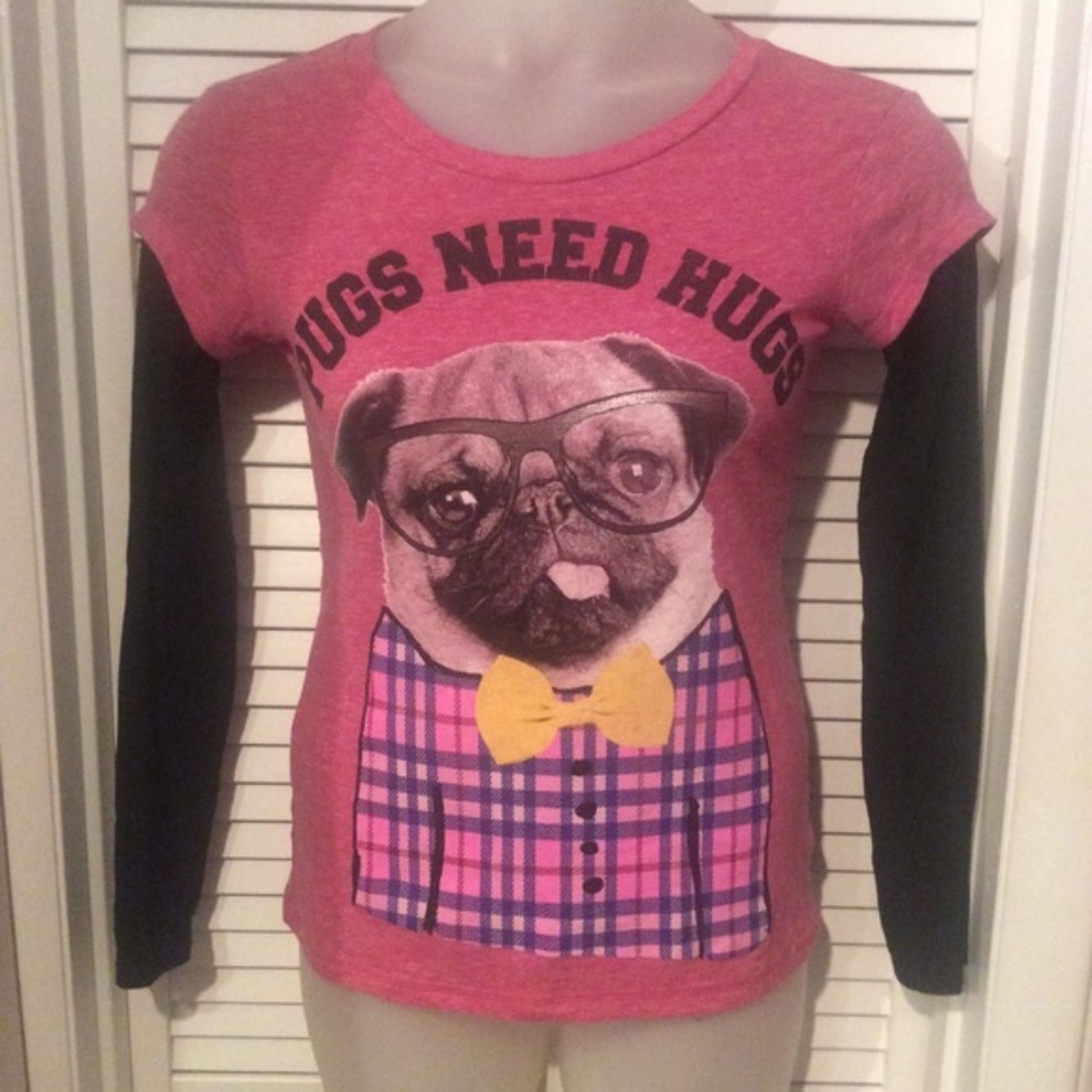 **SOLD**. 
EUC Mudd XL “Pugs Need Hugs” long tee super soft